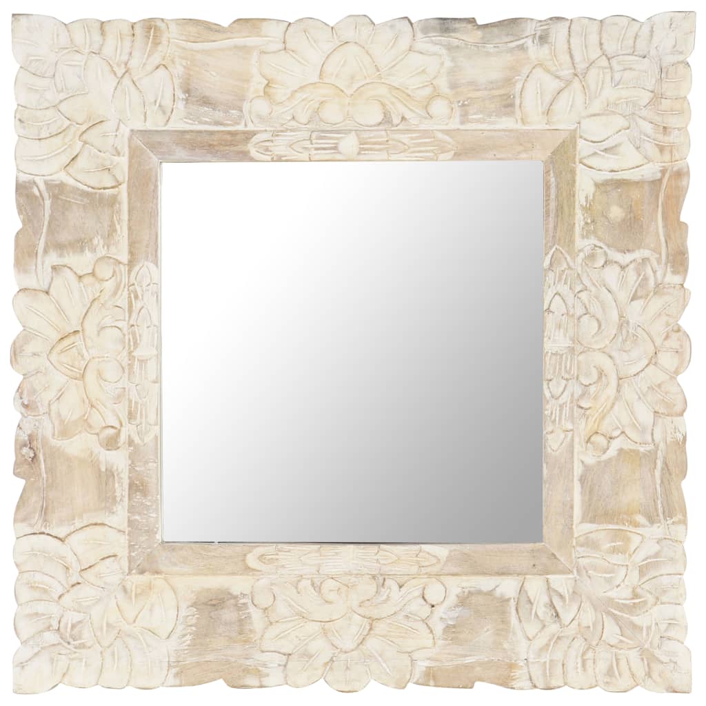 vidaXL Espelho 50x50 cm madeira de mangueira maciça branco