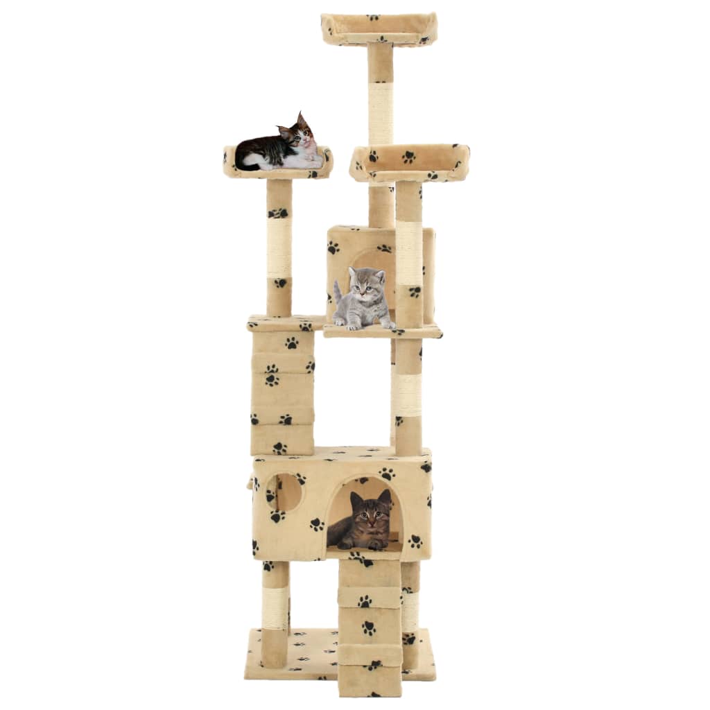vidaXL Árvore para gatos c/ postes arranhadores sisal 170 cm bege
