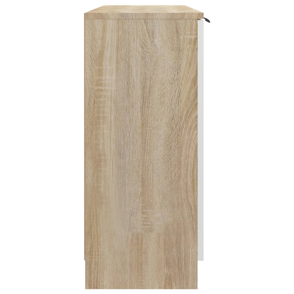vidaXL Aparador 90,5x30x70cm derivados madeira branco/carvalho sonoma