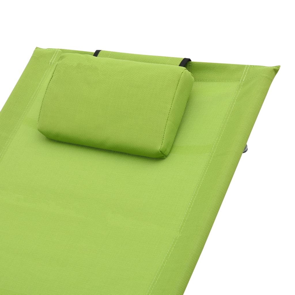 vidaXL Espreguiçadeira com almofadão textilene verde