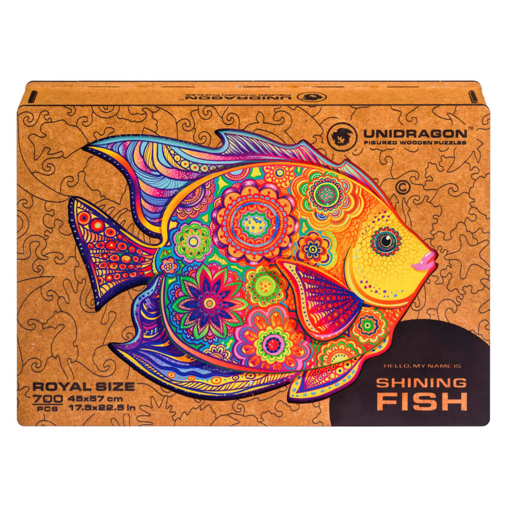 UNIDRAGON Puzzle de madeira 700 pcs Shining Fish Royal Size 57x45 cm