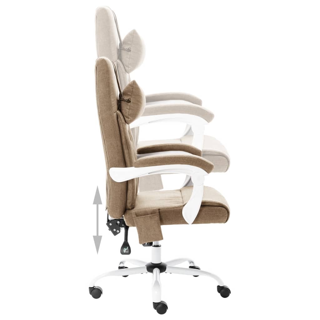 vidaXL Cadeira escritório c/ função massagem tecido cinza-acastanhado