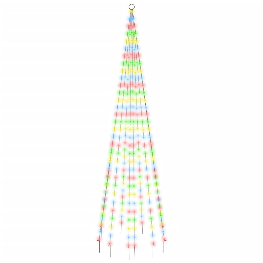 vidaXL Árvore de Natal mastro de bandeira 310 LEDs 300 cm colorido