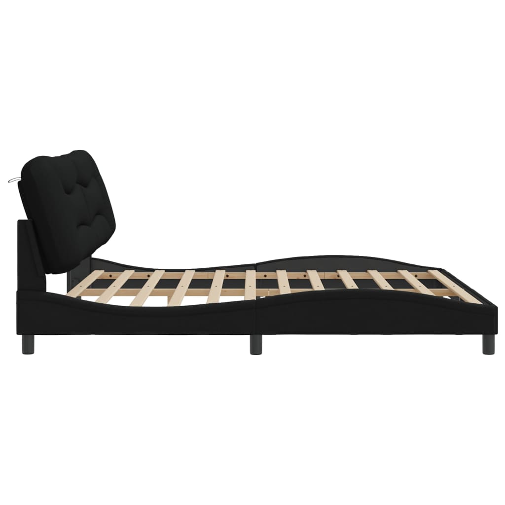 vidaXL Estrutura de cama com cabeceira 200x200 cm tecido preto