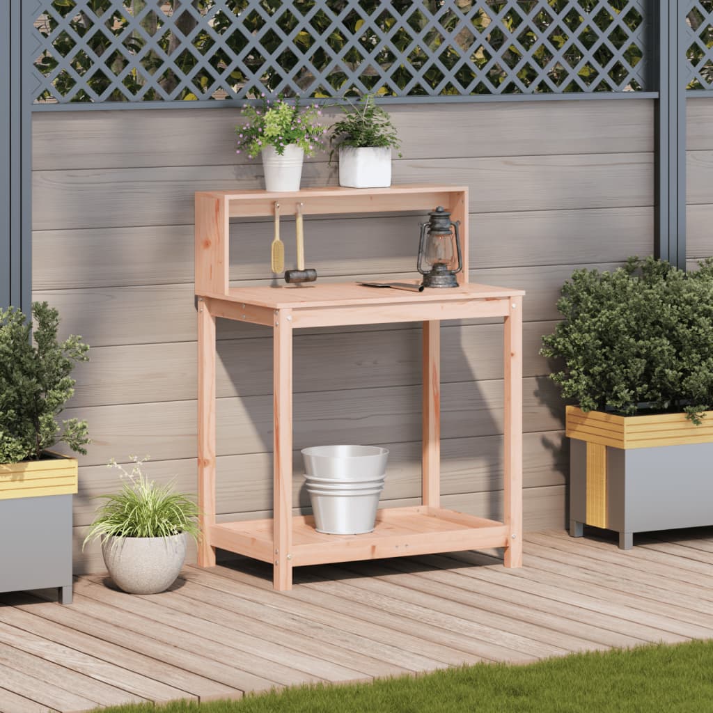 vidaXL Mesa de jardinagem com prateleiras madeira de douglas maciça