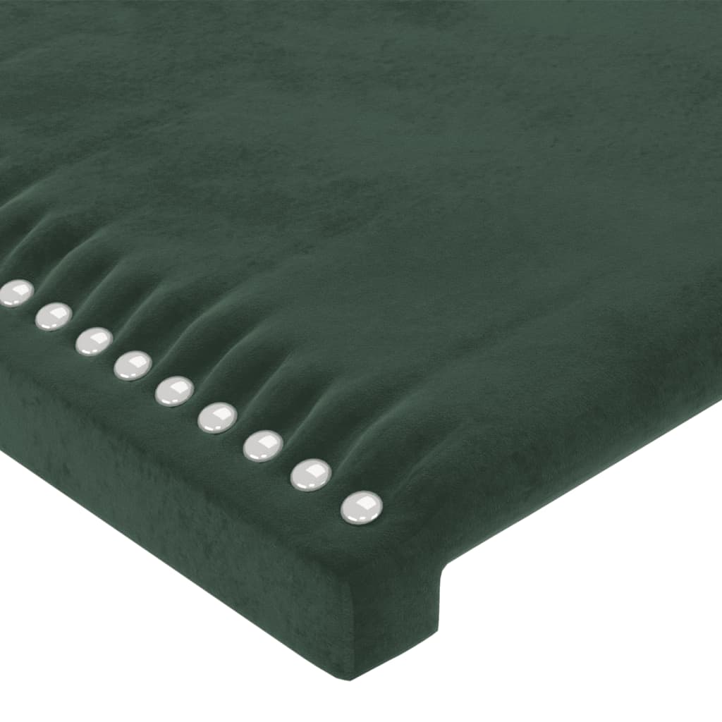 vidaXL Cabeceira de cama c/ LED veludo 103x16x118/128 cm verde-escuro