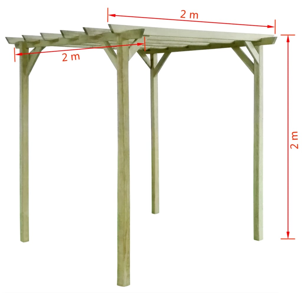 vidaXL Pérgola de jardim em madeira de pinho impregnada 2x2x2 m