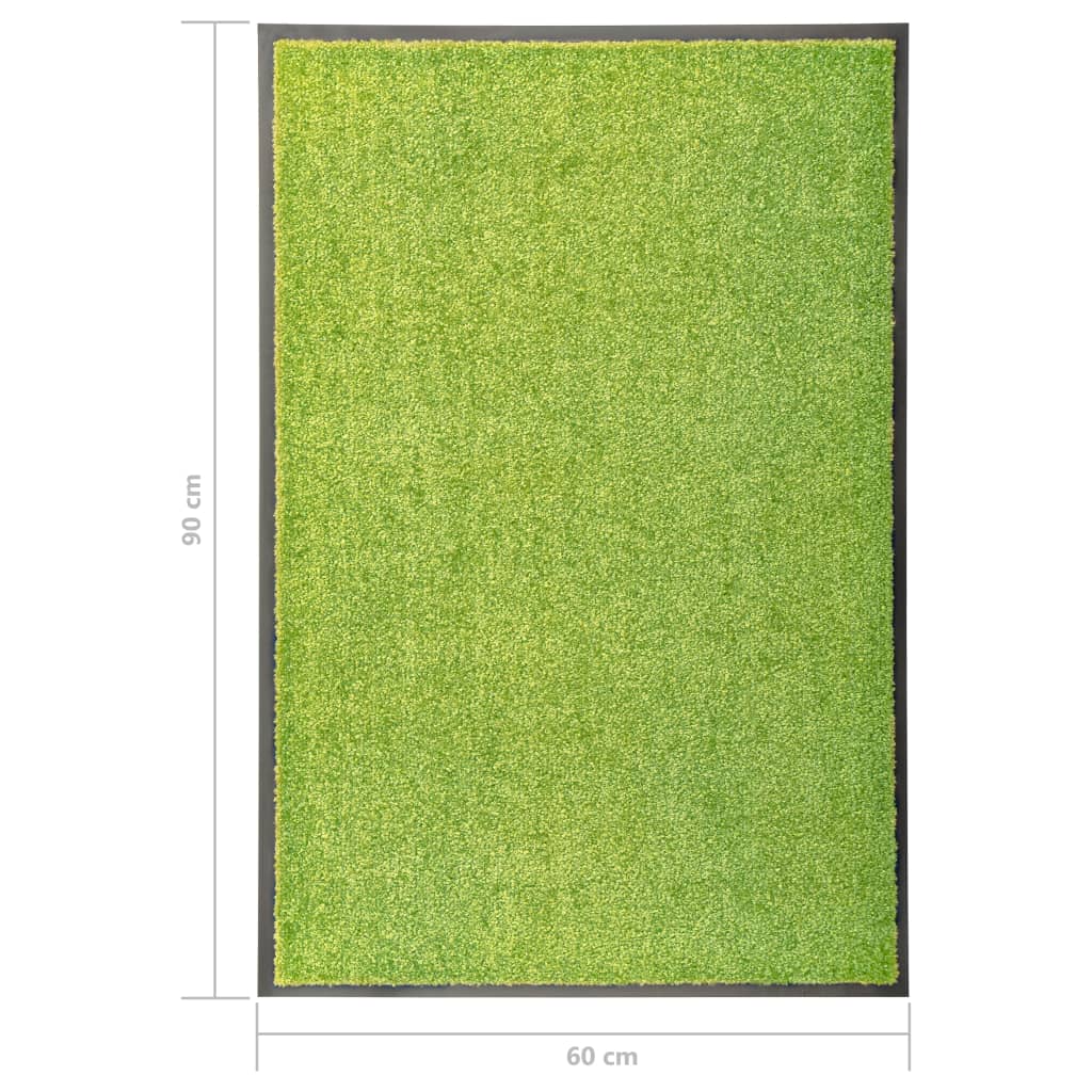 vidaXL Tapete de porta lavável 60x90 cm verde