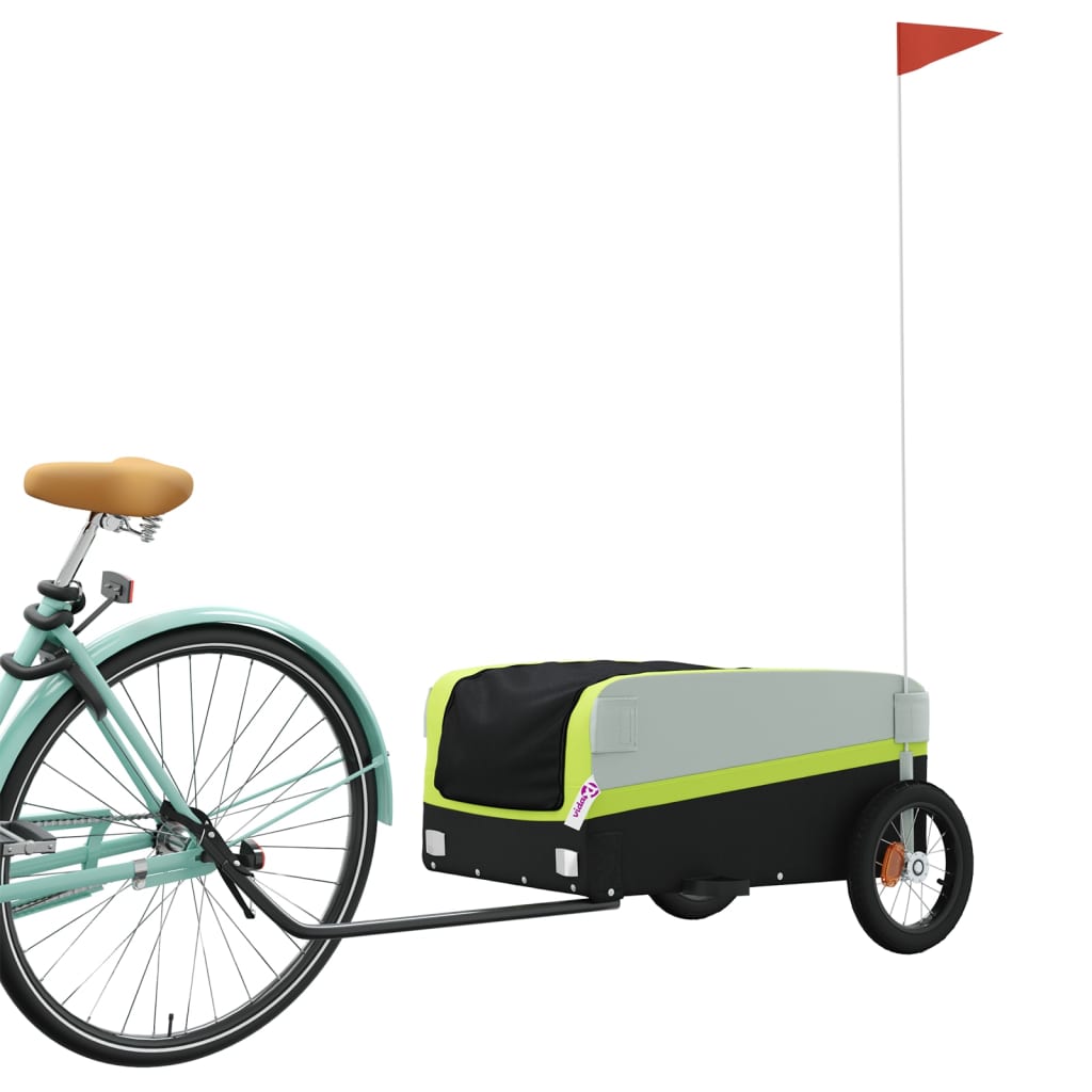 vidaXL Reboque para bicicleta 30 kg ferro preto e verde