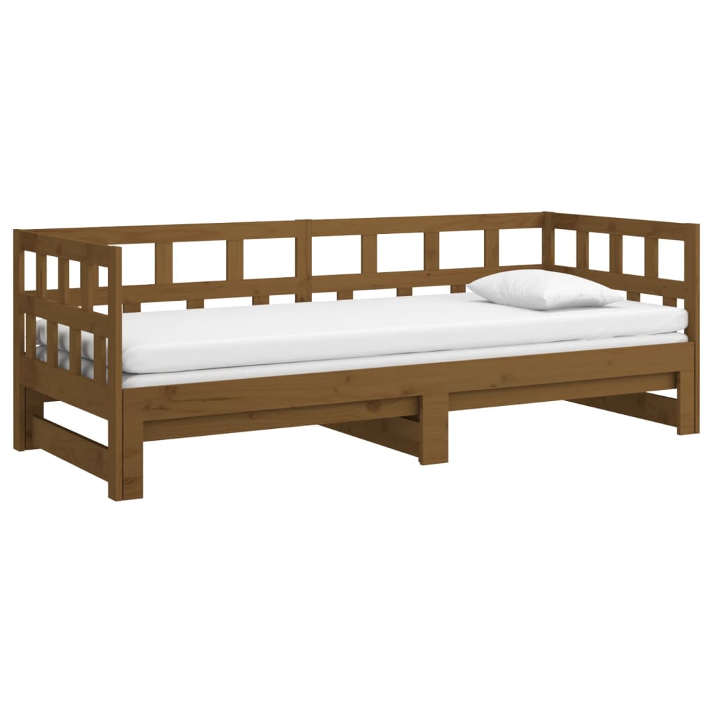 vidaXL Estrutura sofá-cama de puxar pinho maciço castanho 2x(90x190)cm