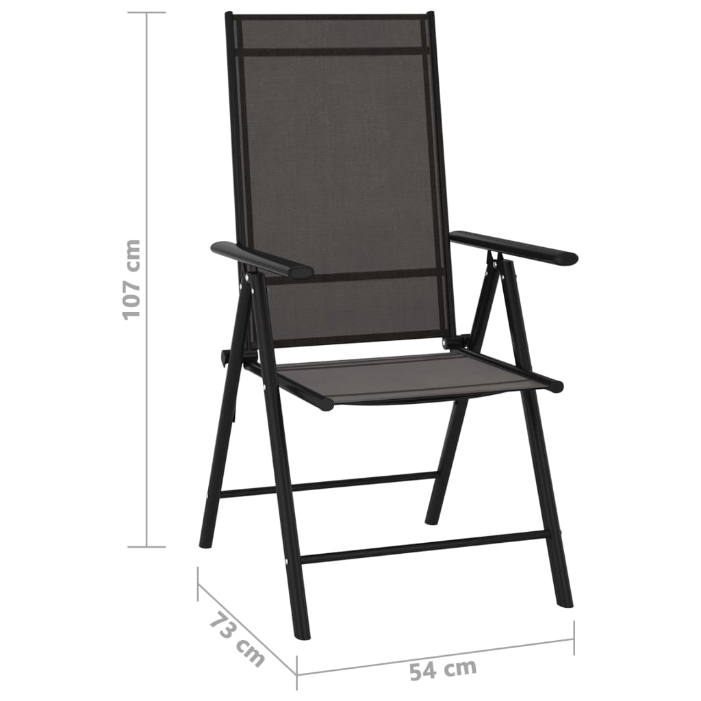 vidaXL Cadeiras de jardim dobráveis 6 pcs textilene preto