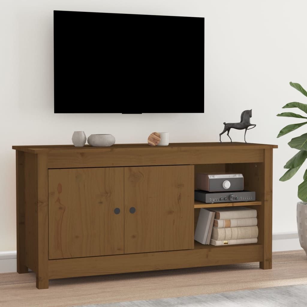 vidaXL Móvel de TV 103x36,5x52 cm madeira de pinho maciça castanho mel