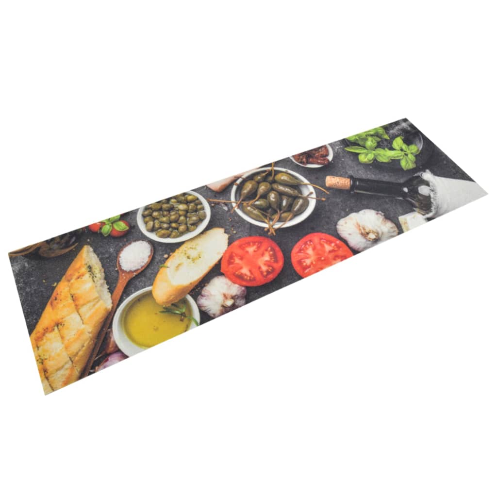 vidaXL Tapete de cozinha lavável 45x150 cm veludo padrão vinho/jantar