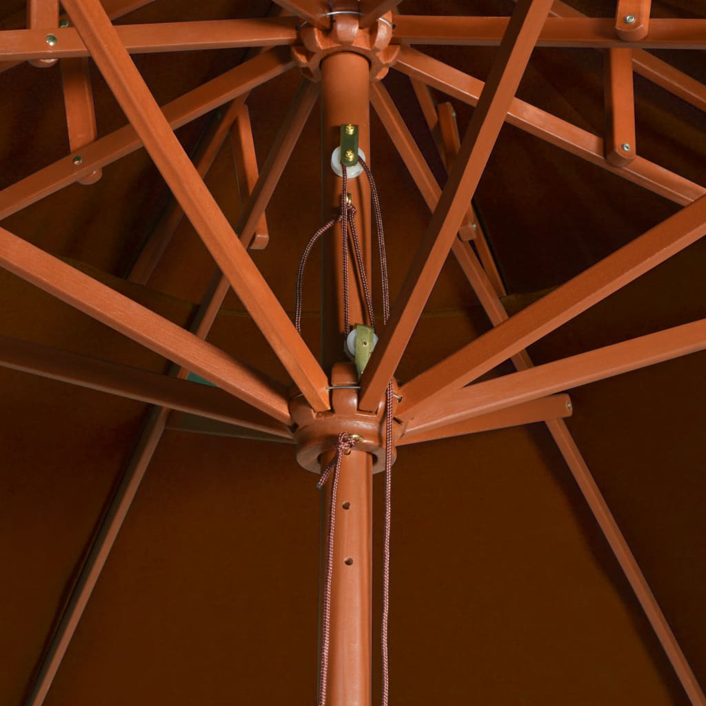 vidaXL Guarda-sol c/ 2 coberturas mastro em madeira 270 cm terracota