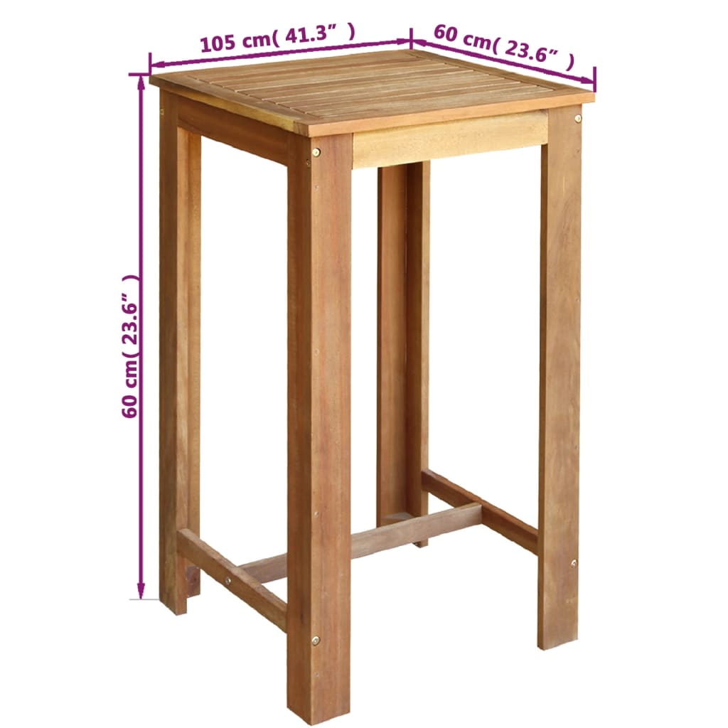 vidaXL Conjunto mesa e cadeiras de bar 3 pcs madeira de acácia maciça