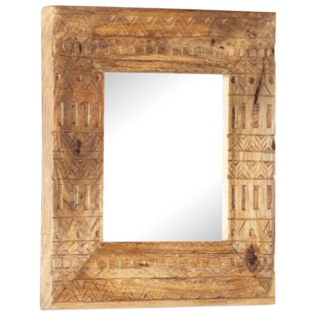 vidaXL Espelho esculpido à mão 50x50x2,5cm madeira de mangueira maciça