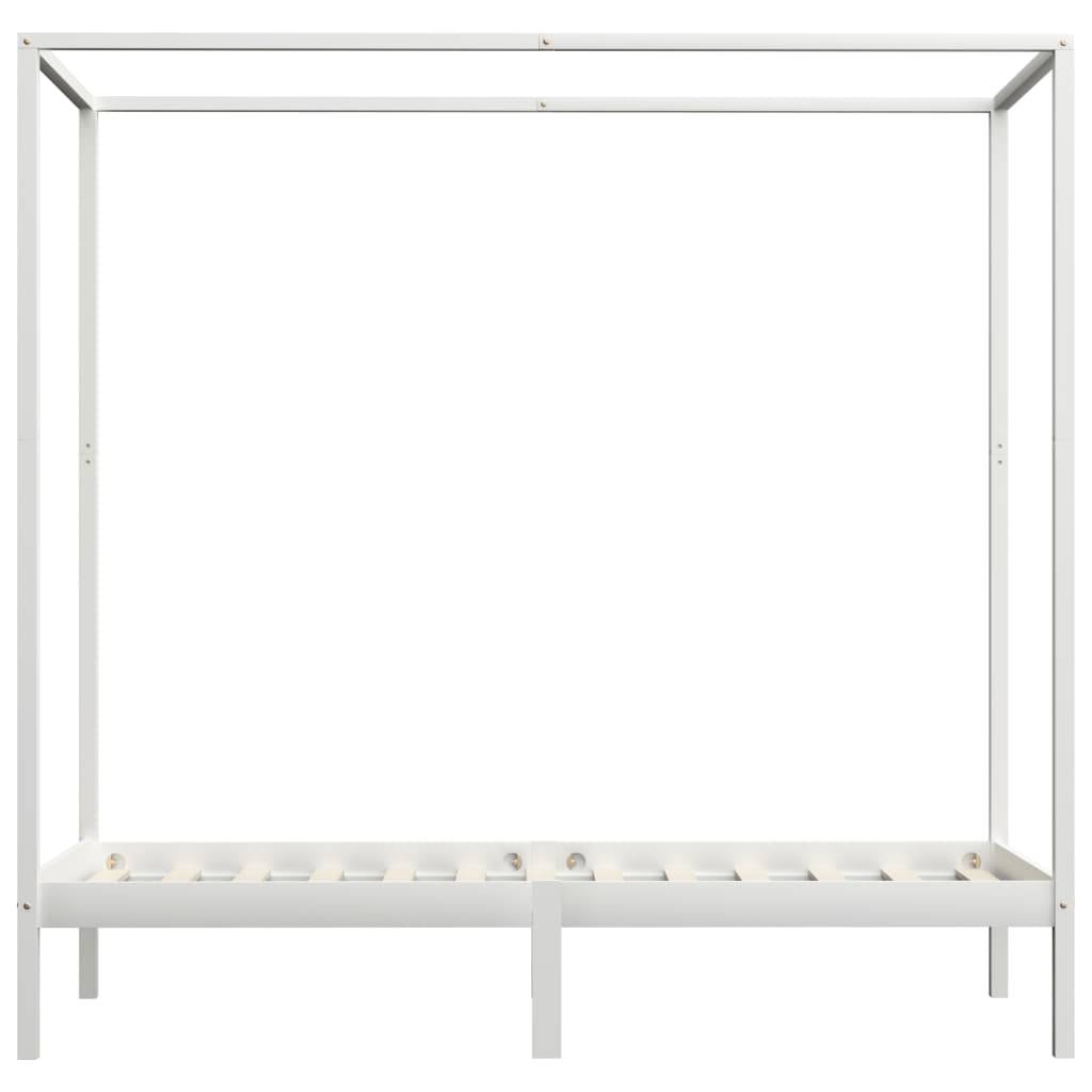 vidaXL Estrutura de cama com toldo 100x200 cm pinho maciço branco
