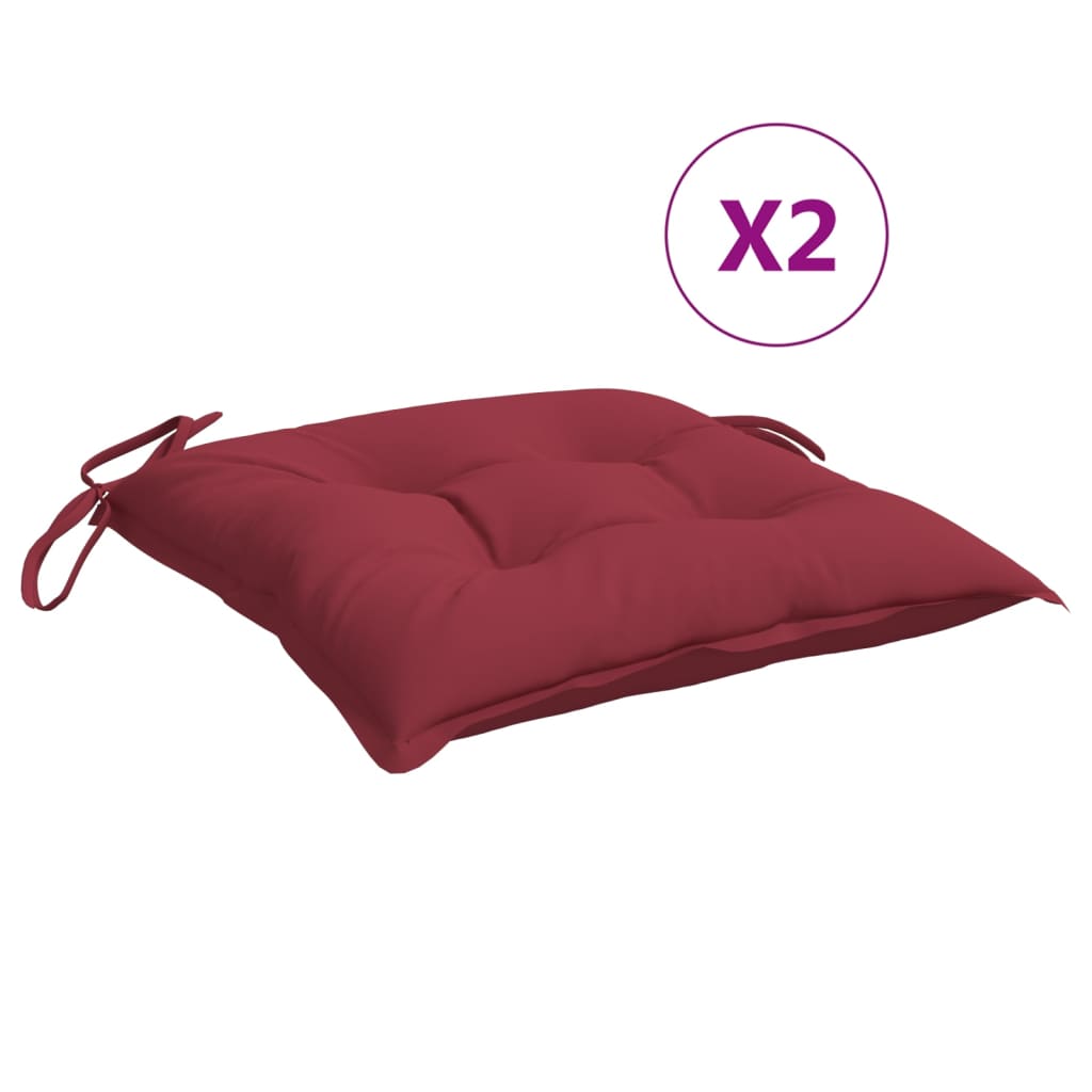 vidaXL Almofadões de cadeira 2 pcs tecido oxford vermelho tinto