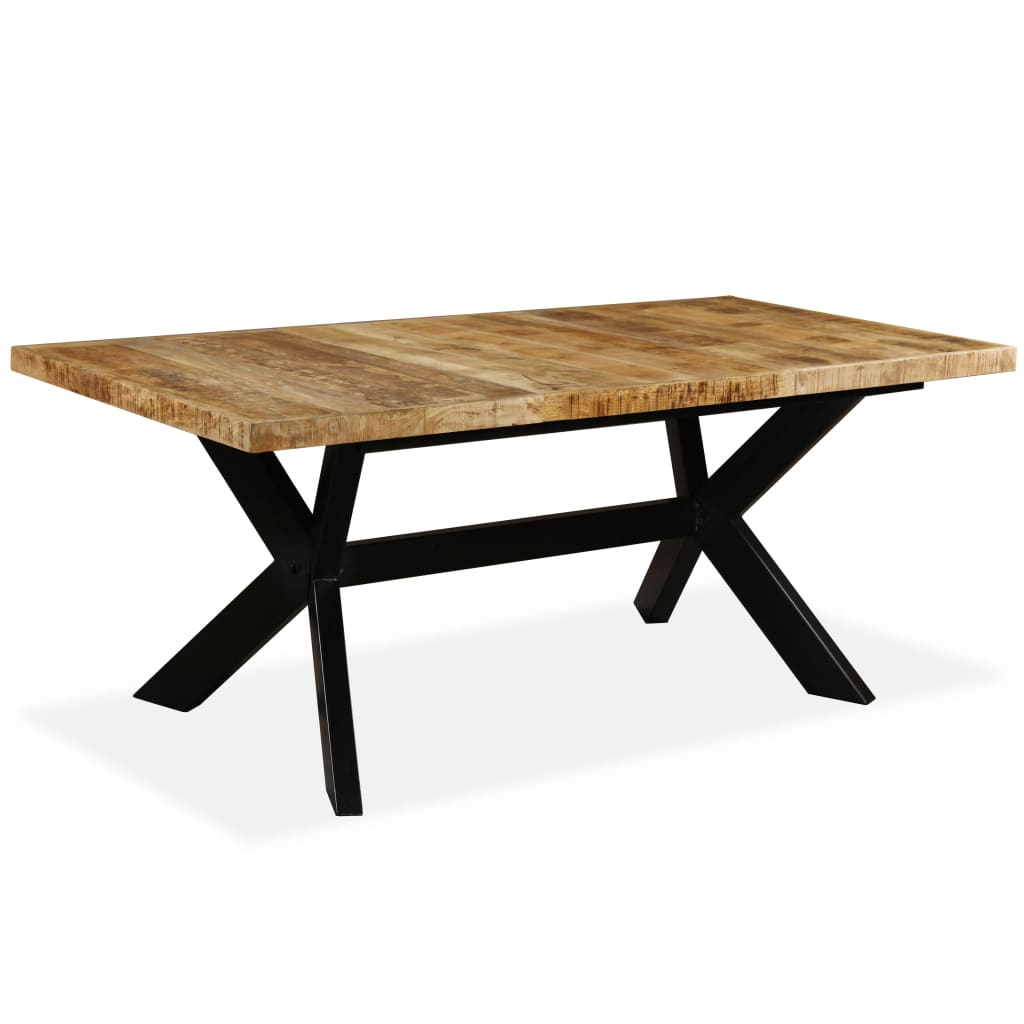 vidaXL Mesa de jantar madeira de mangueira maciça + aço em cruz 180 cm