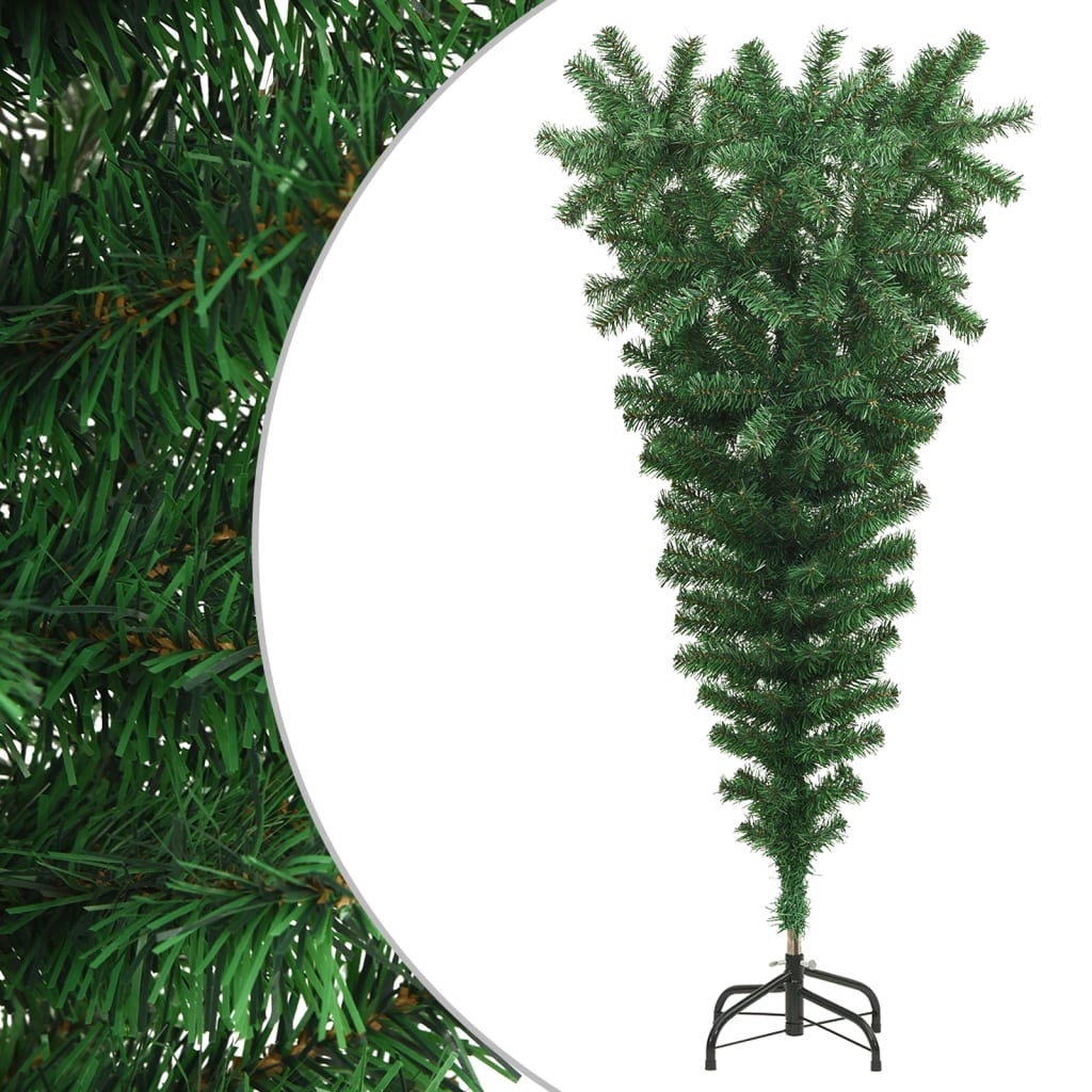 vidaXL Árvore de Natal artificial invertida com suporte 120 cm verde