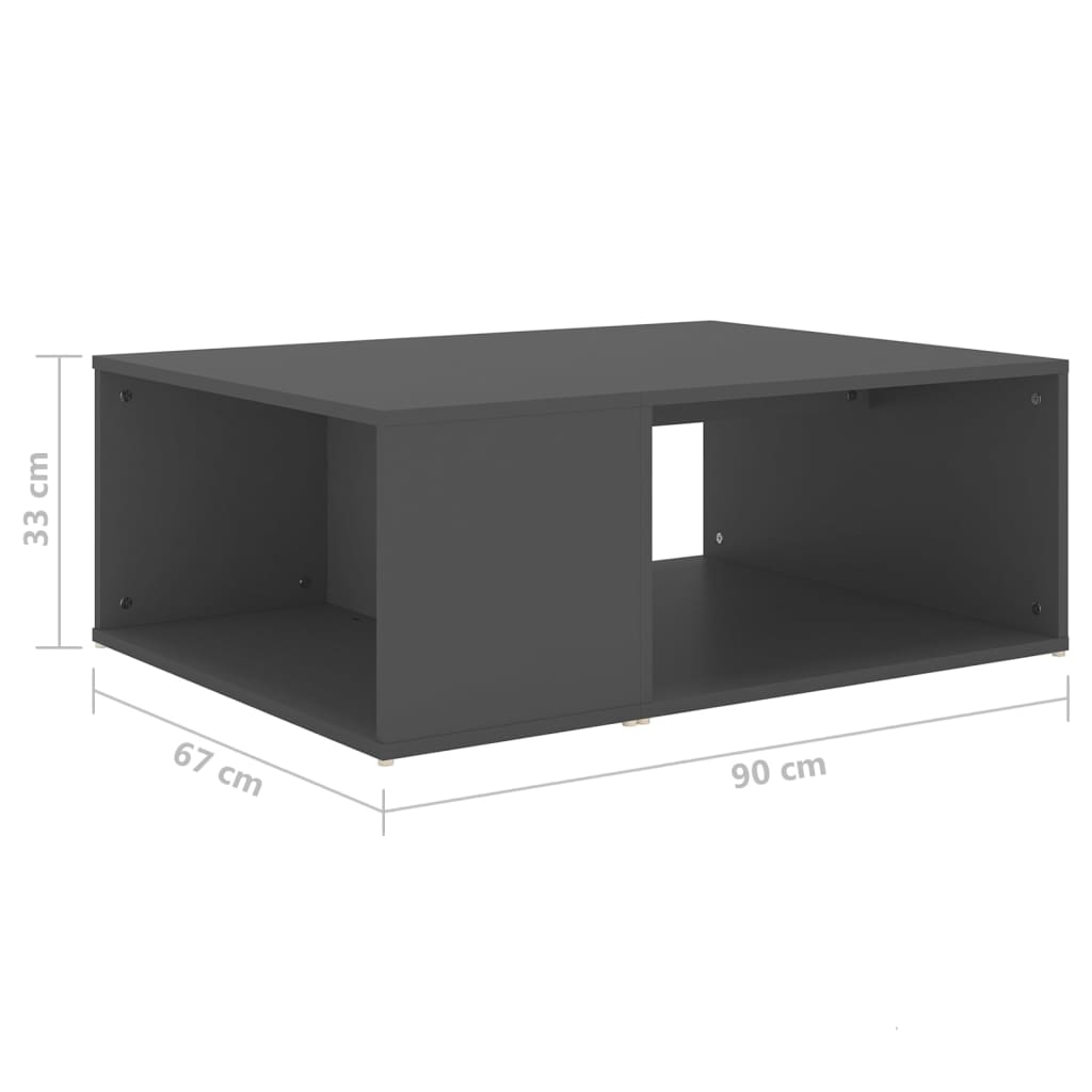 vidaXL Mesa de centro 90x67x33 cm contraplacado cinzento