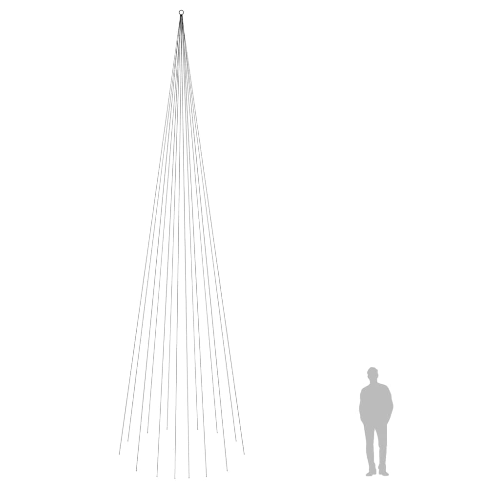 vidaXL Árvore de Natal mastro de bandeira 1134 LEDs 800 cm branco frio
