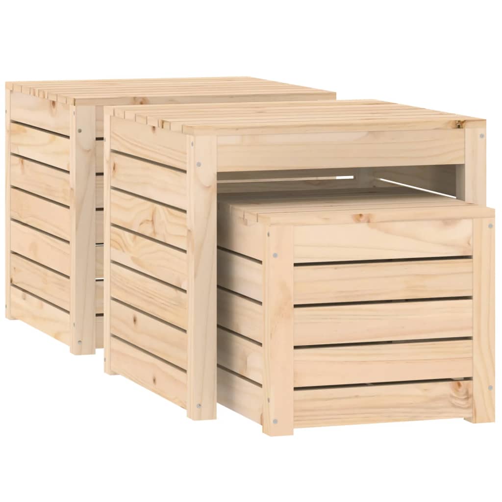 vidaXL 3 pcs conjunto de caixas de jardim madeira de pinho maciça