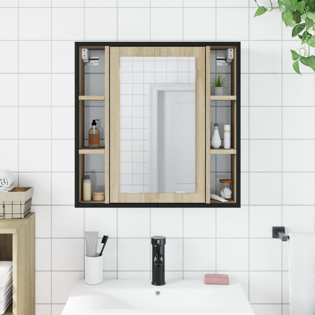 vidaXL Armário casa banho c/ espelho derivados madeira carvalho sonoma