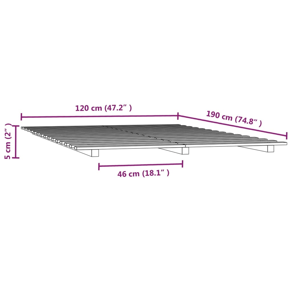 vidaXL Estrutura de cama 120x190 cm pinho maciço branco