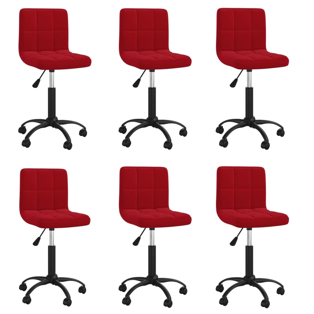 vidaXL Cadeiras de jantar giratórias 6 pcs veludo vermelho tinto