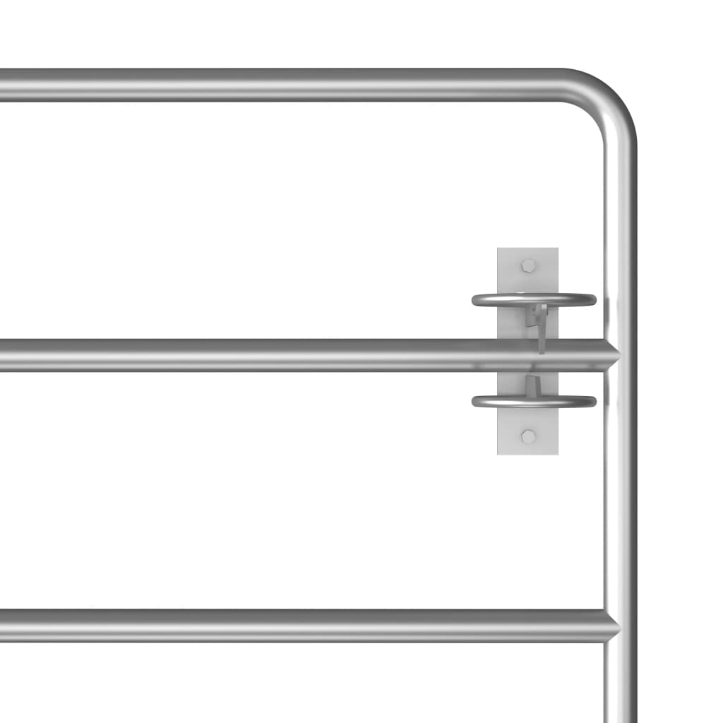 vidaXL Portão para campo 5 barras aço (115-300)x90 cm prateado