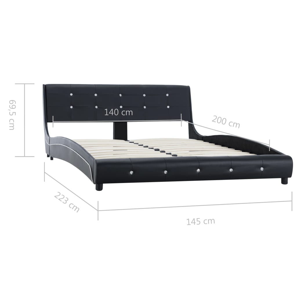 vidaXL Estrutura de cama 140x200 cm couro artificial preto