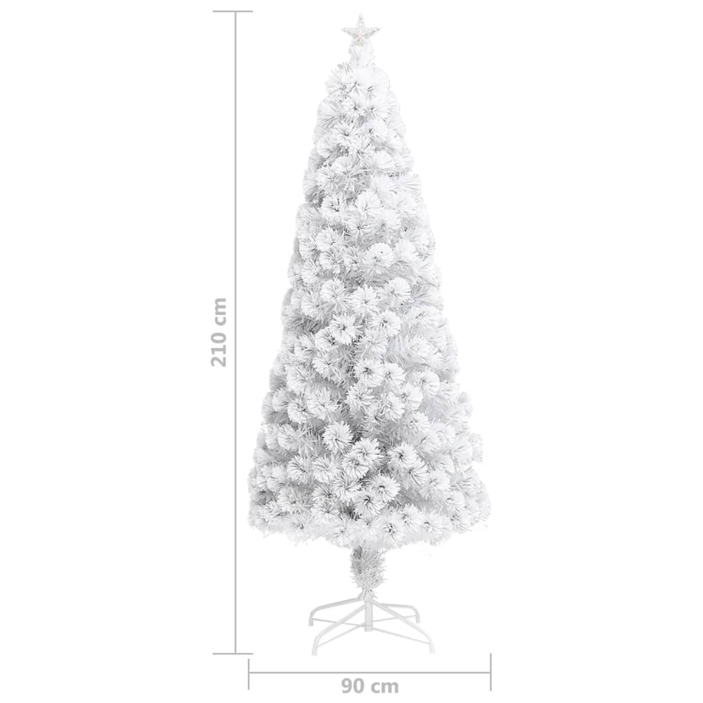 vidaXL Árvore Natal artificial pré-iluminada 210 cm fibra ótica branco