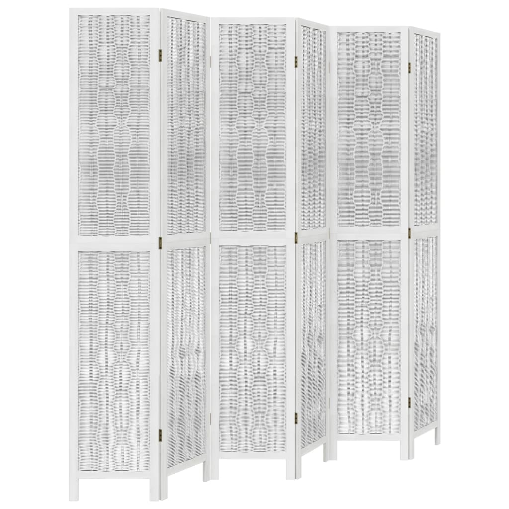 vidaXL Biombo com 6 painéis madeira de paulownia maciça branco