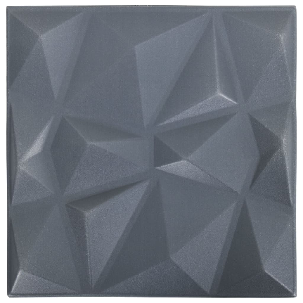 vidaXL Painéis de parede 3D 24 pcs 50x50 cm 6 m² cinza diamante