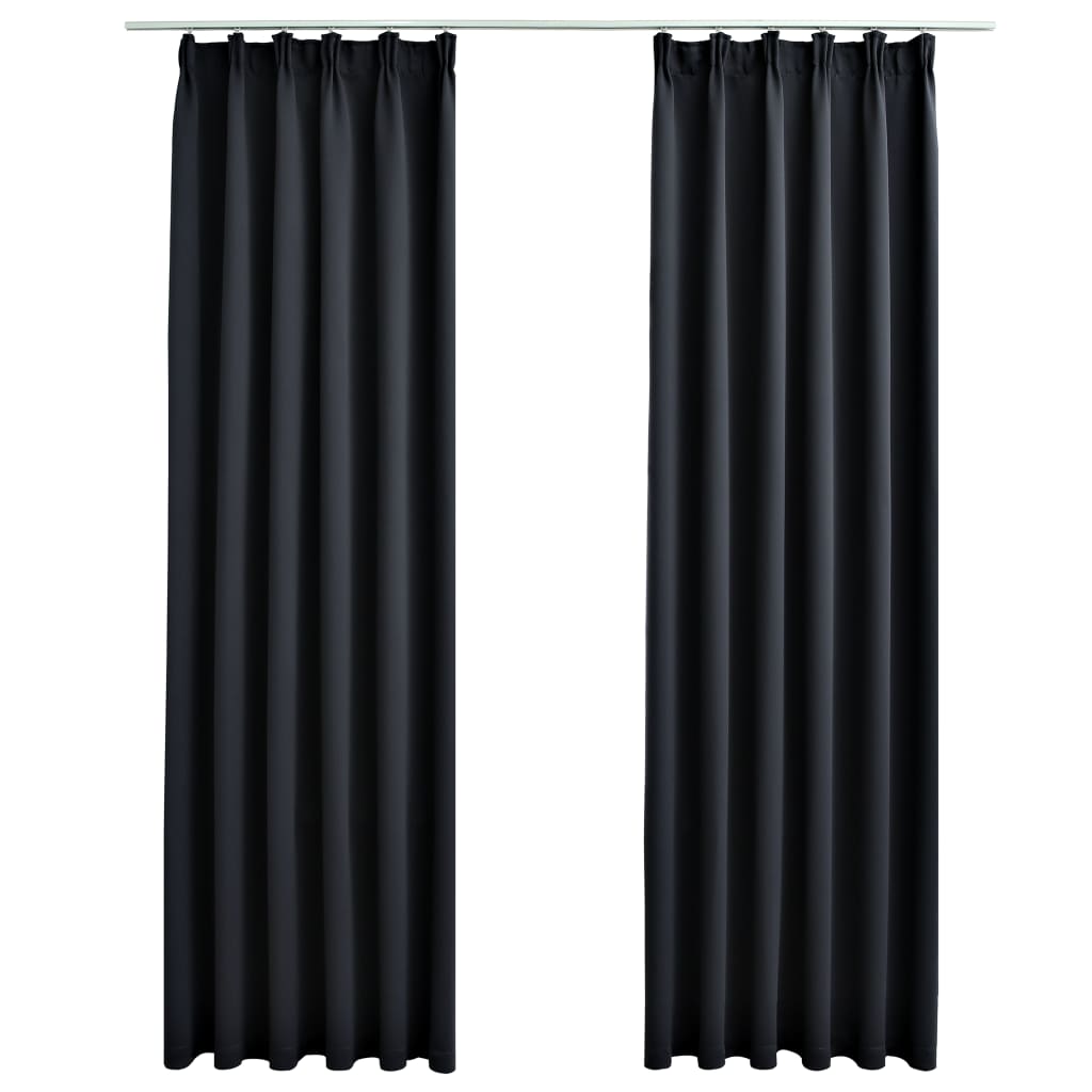 vidaXL Cortinas blackout com ganchos 2 pcs 140x175 cm preto