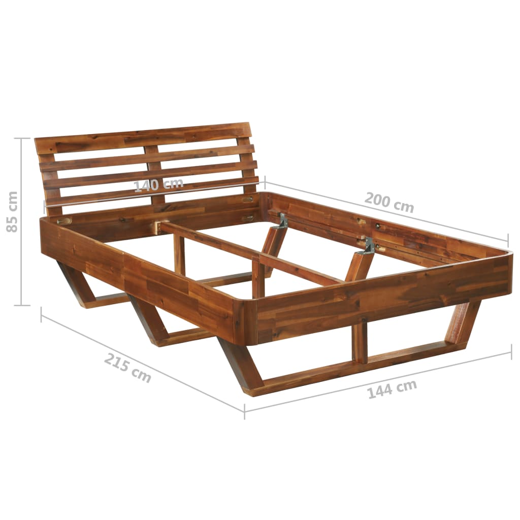 vidaXL Estrutura cama c/ 2 mesas de cabeceira acácia maciça 140x200 cm