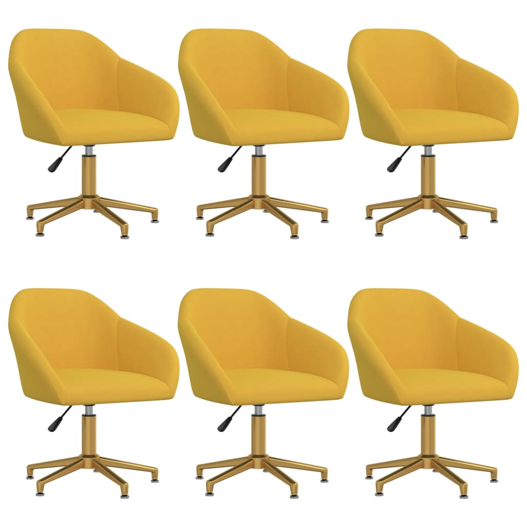vidaXL Cadeiras de jantar giratórias 6 pcs veludo amarelo