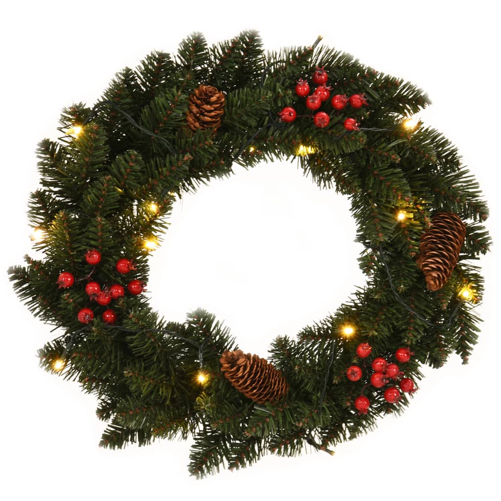 vidaXL Coroas de Natal com decorações 2 pcs verde 45 cm