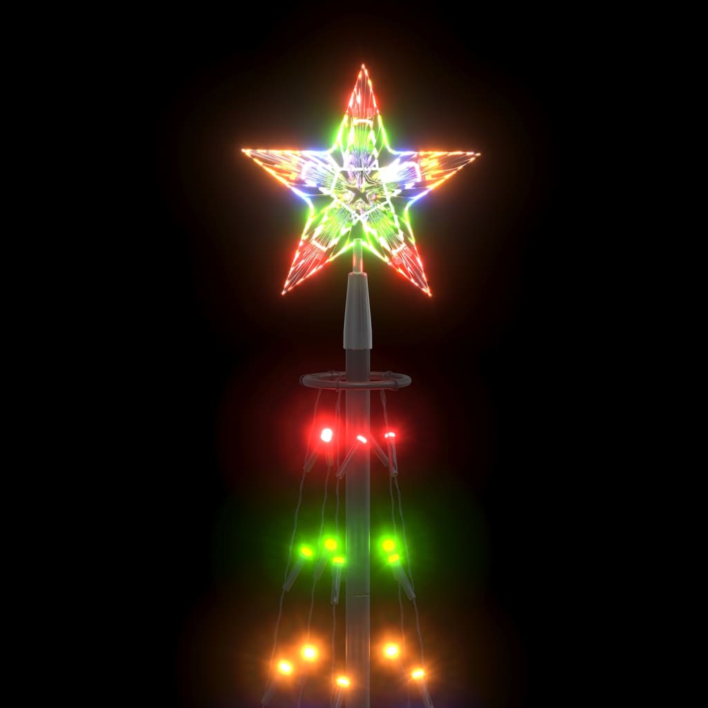 vidaXL Árvore de Natal em cone c/ 84 luzes LED coloridas 50x150 cm