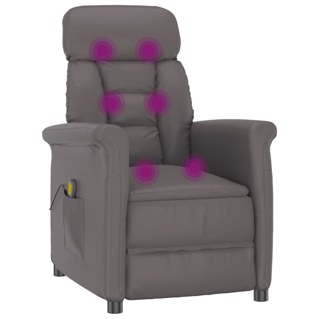 vidaXL Cadeira de massagens couro artificial cinzento