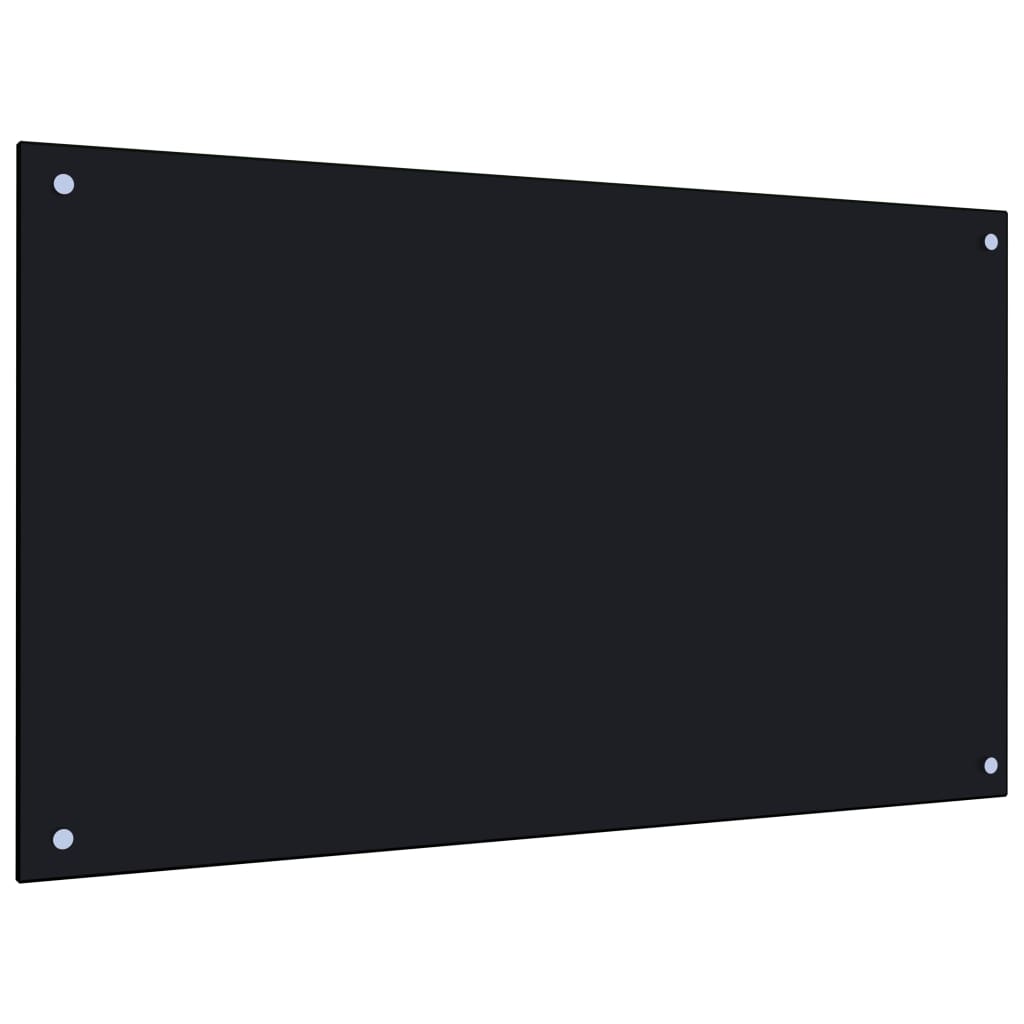 vidaXL Painel anti-salpicos de cozinha 100x60 cm vidro temperado preto