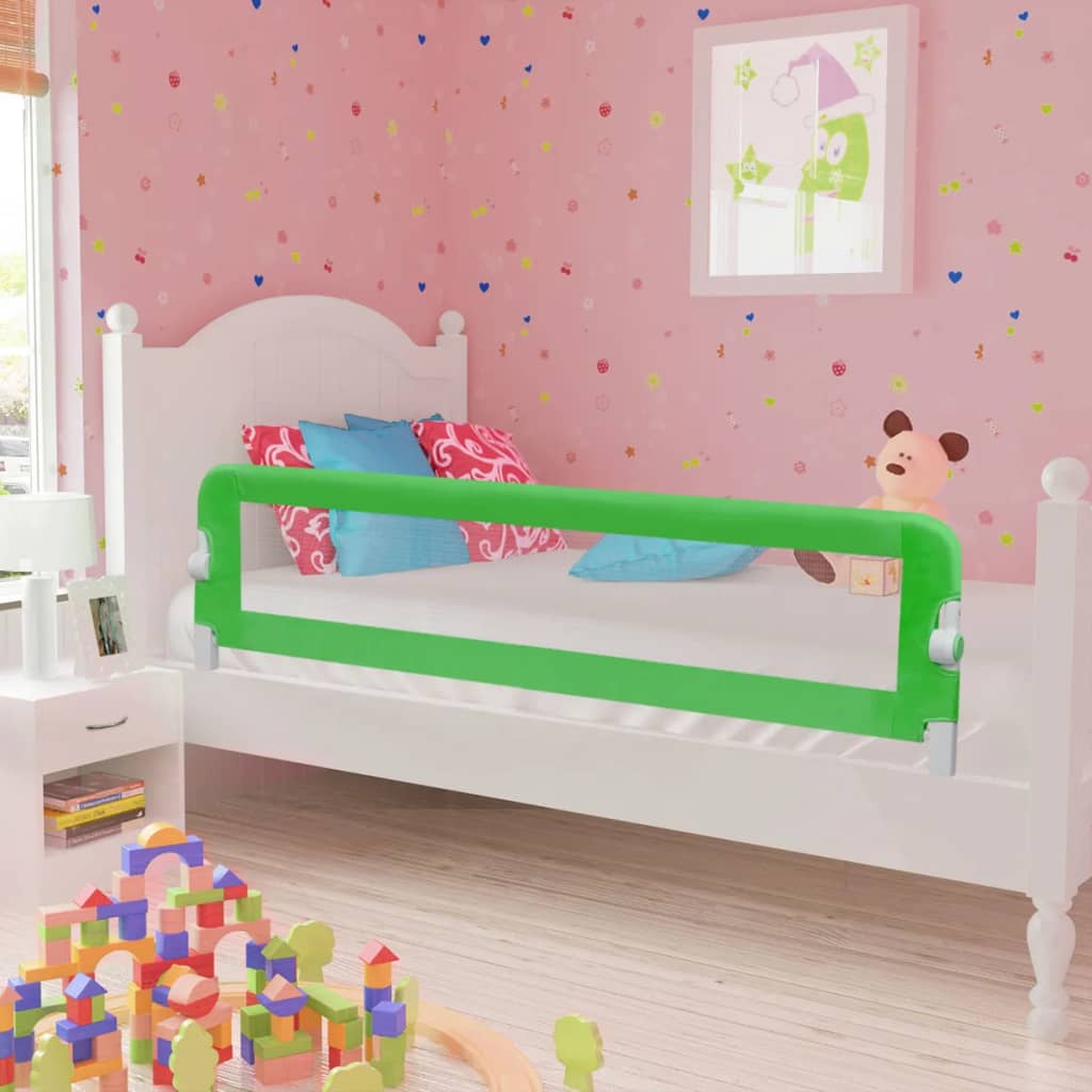 vidaXL Barra de segurança para cama de criança 2 pcs 150x42 cm verde