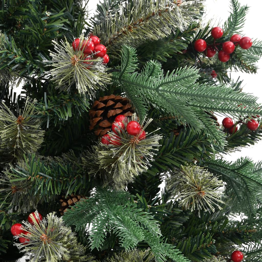 vidaXL Árvore de Natal com pinhas 225 cm PVC e PE verde
