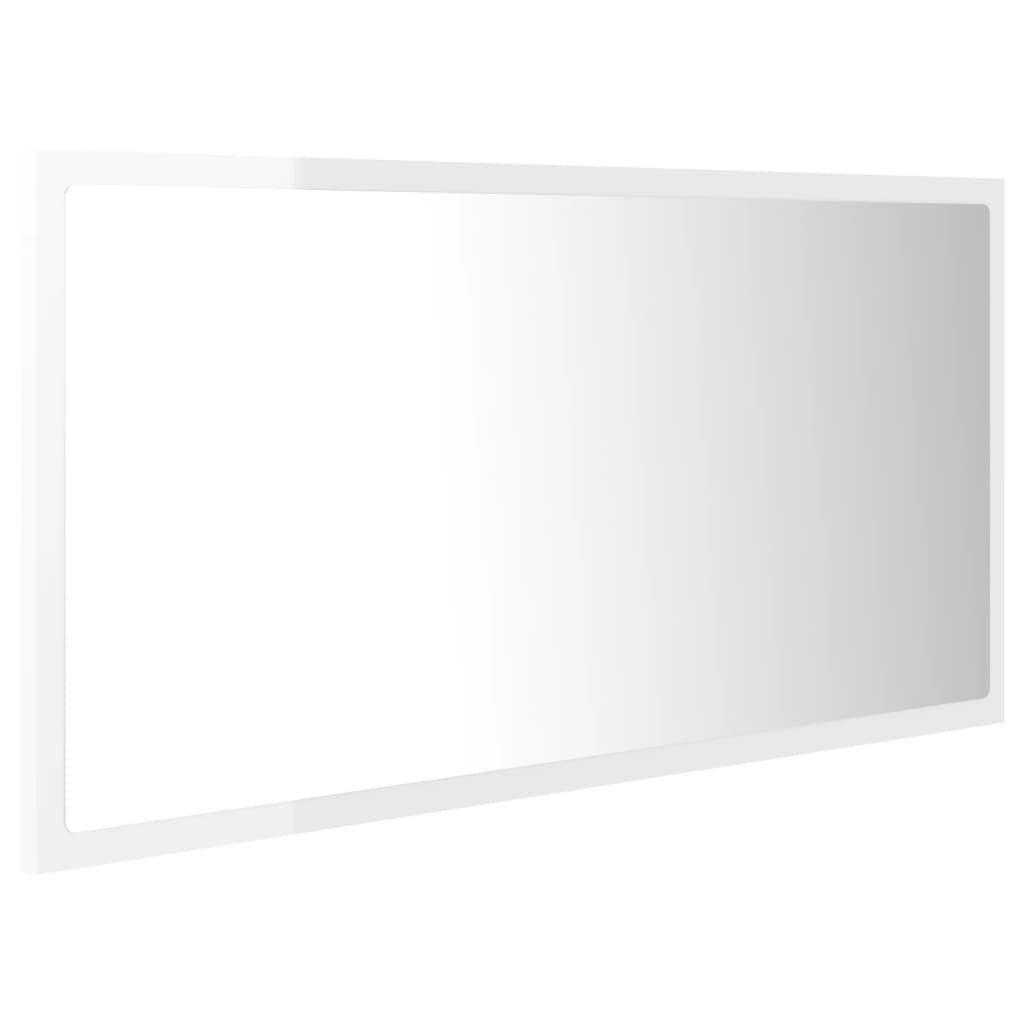 vidaXL Espelho casa banho c/ LED 90x8,5x37cm acrílico branco brilhante