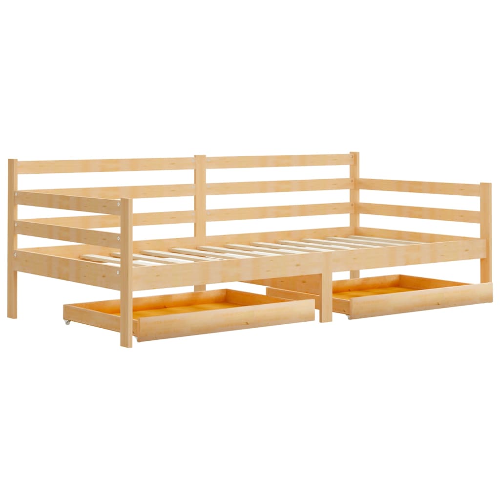 vidaXL Sofá-cama com gavetas 90x200 cm pinho maciço