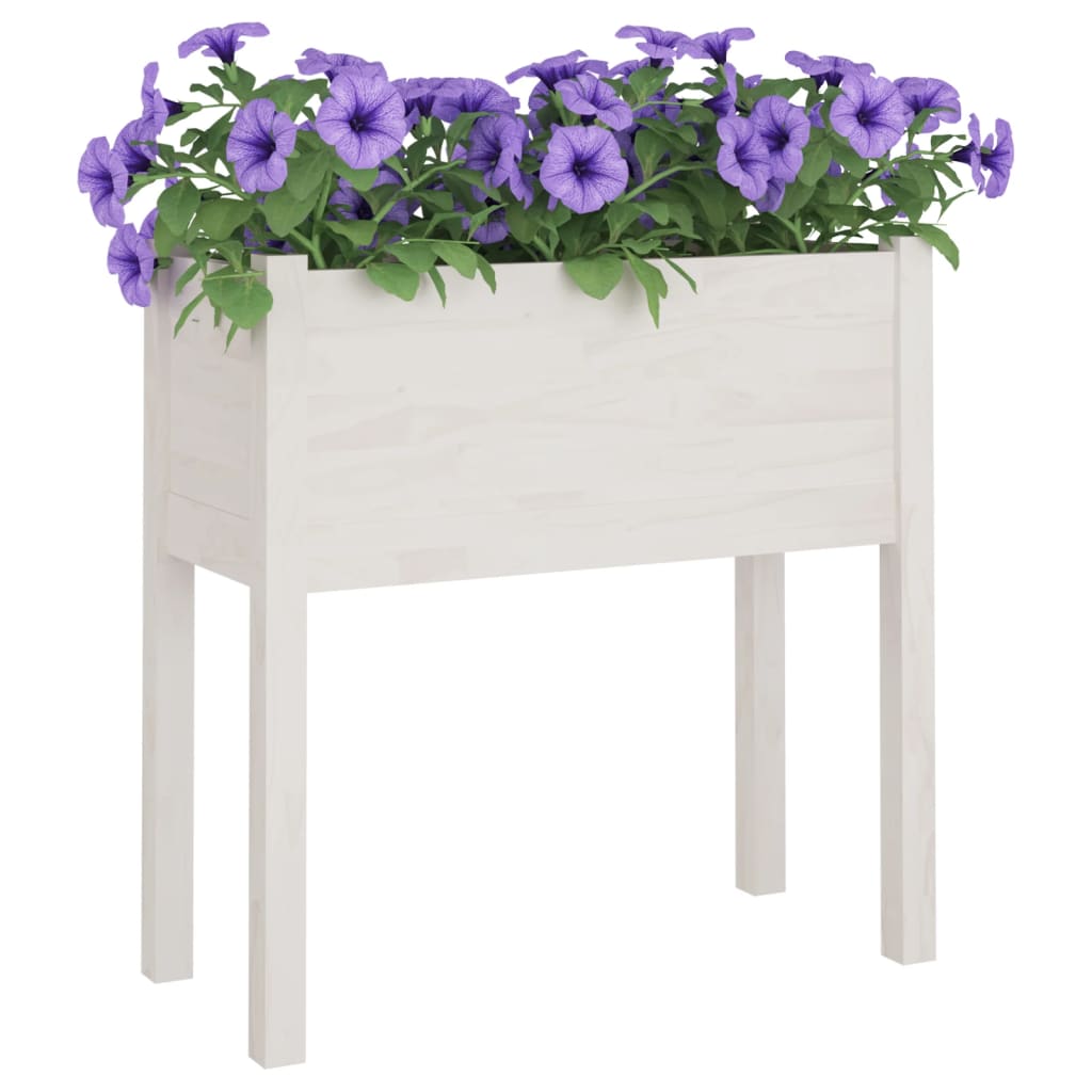 vidaXL Vaso de jardim 70x31x70 cm madeira de pinho maciça branco