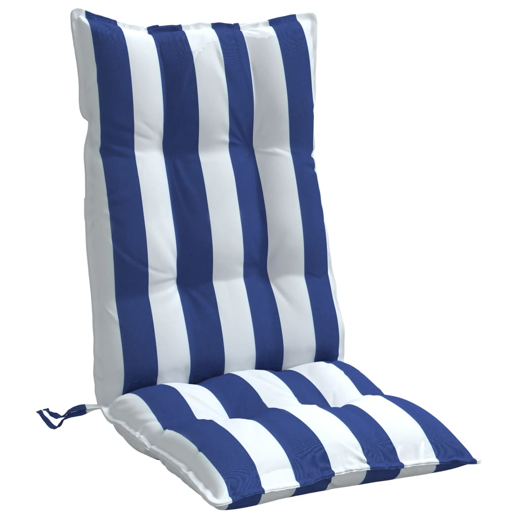 vidaXL Almofadões cadeira encosto alto 4 pcs tecido oxford azul/branco
