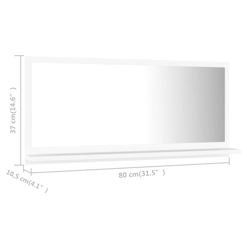 vidaXL Espelho de casa de banho 80x10,5x37 cm contraplacado branco