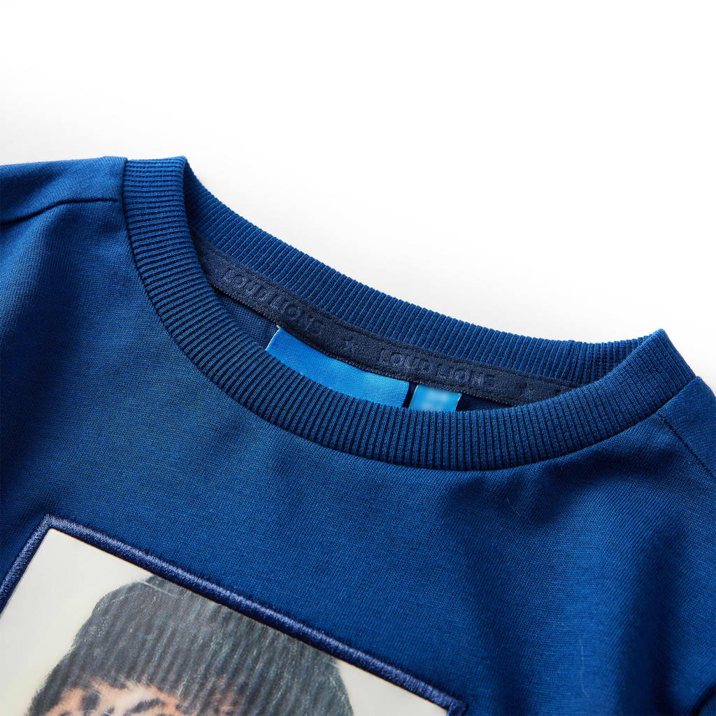 T-shirt de manga comprida para criança azul-escuro 92